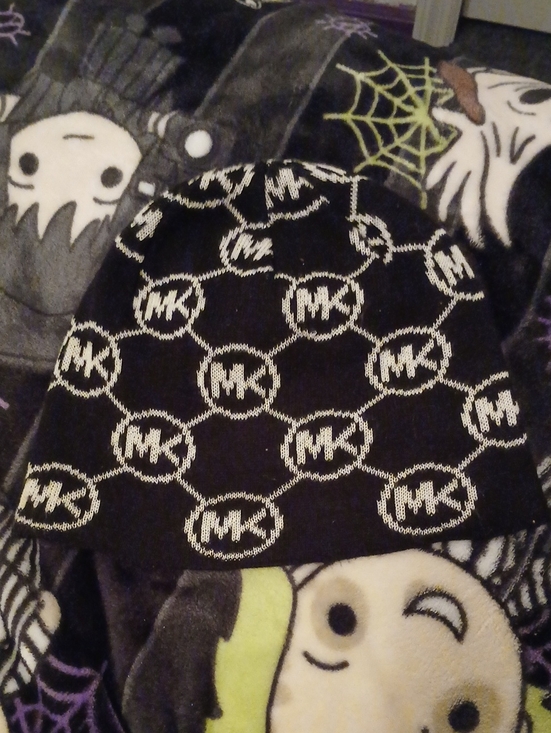 Michael Kors Accessories - Michael Kors Black & White MK Logo Knit Cap